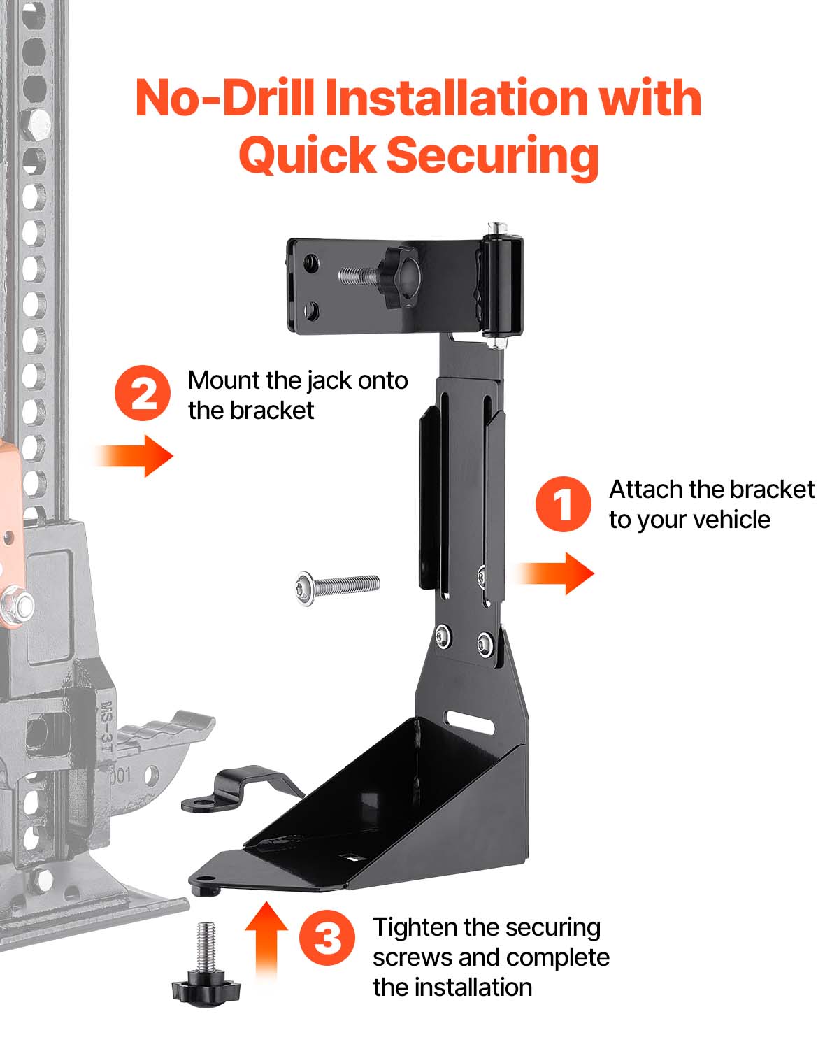 VEVOR High Lift Jack Mount Bracket, Farm Jack Holder Mounting Bracket Kit, Mount Carrier for Off Road Heavy-Duty Jacks, Compatible With YJ (1986-1996), TJ (1997-2006), JK (2006-2018), JL (2018-2024)
