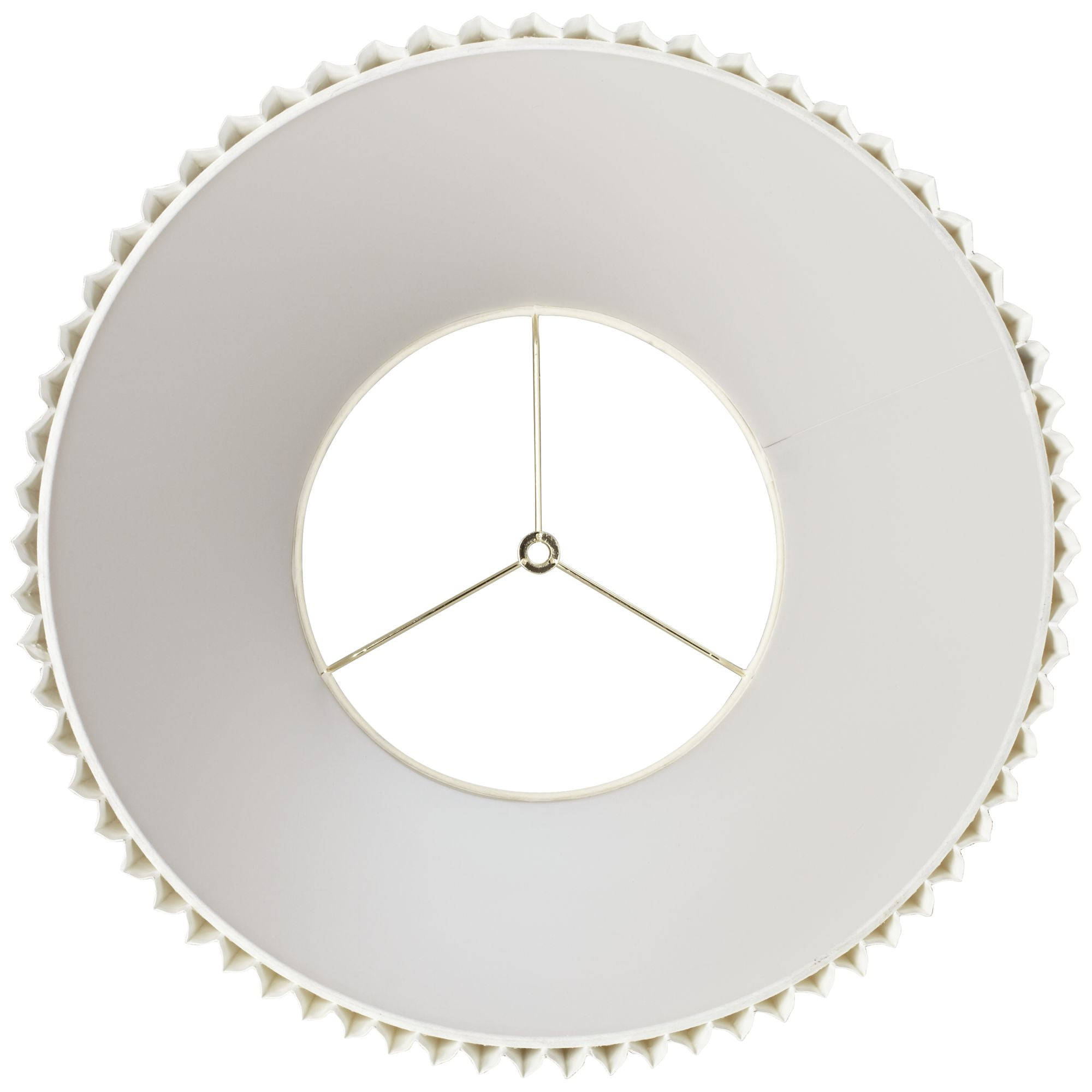 Springcrest Set of 2 Knife Pleat Empire Lamp Shades Ivory Large 11" Top x 19" Bottom x 14.25" High Spider Harp and Finial Fitting
