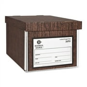 Business Source Economy Medium-duty Storage Boxes External Dimensions: 10" Width x 12" Depth x 15"Height - Media Size Supported: Legal, Letter - Lift-off Closure - Medium Duty - Stackable - Cardboard
