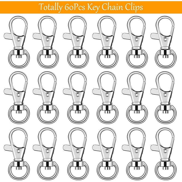 240Pcs Swivel Snap Hooks with Key Chain Rings, Premium Keychain Clip Set  Includes 60Pcs Key Chain Clips, 60Pcs Key Ring with Chain, 60Pcs Eye Pins  and 60Pcs Open Jump Rings for Keychain