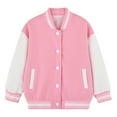 thumbnail image 2 of YIZYIF Big & Little Girls Long Sleeve Jacket with Pockets Press Buttons Baseball Varsity Coat Outerwear A Pink 7-8, 2 of 3