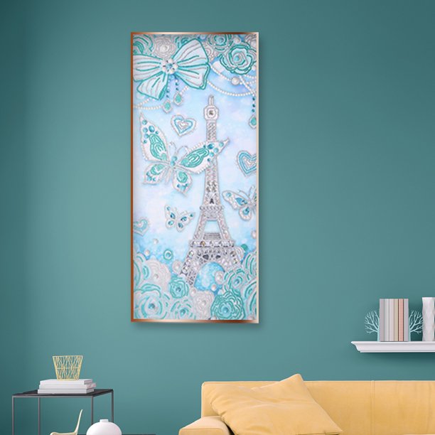 Cuadros Decorativos Pintura de diamante 5D DIY Kit de pintura de diamante parcial Wdftyju con forma especial de mariposa Serie de flores dibujo de decoración regalo 30x60