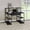 Black, variant on White and Black Rectangular Office Writing Desk with Open Shelves and Hutch for Ample Audio Equipment Storage