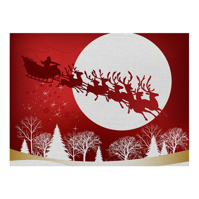Harpily Napperons Promotionnels Imperméables Rouges de Noël pour Table à Manger 32 X 21 cm Saisonnier Hiver Flocons de Neige Vacances Lavables