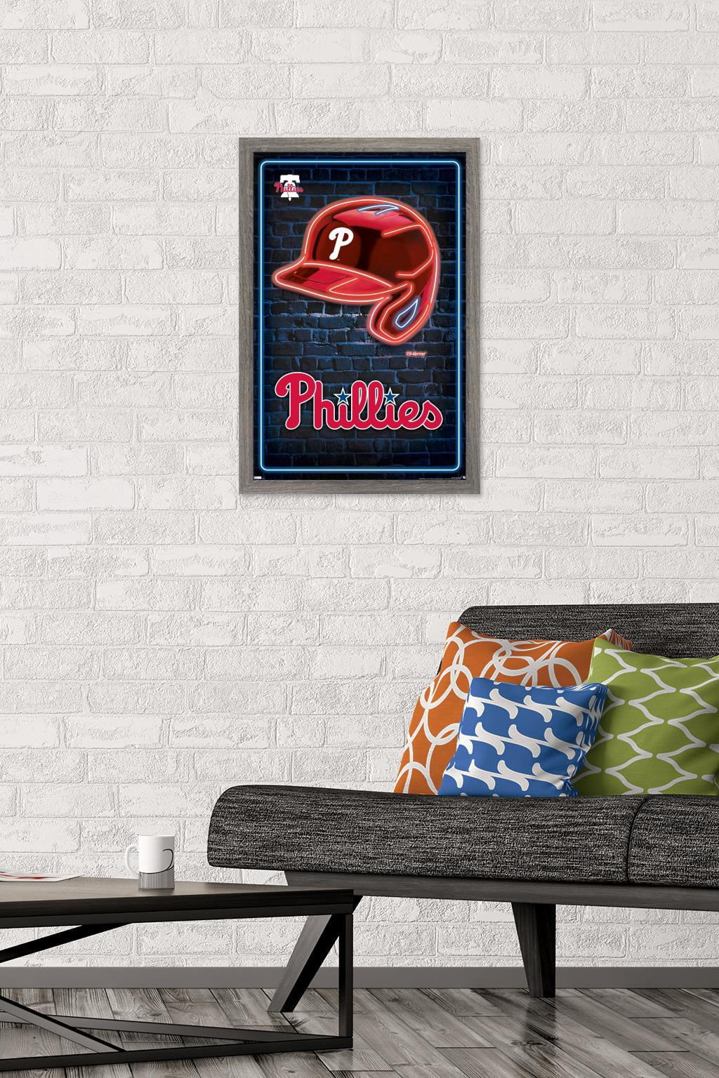 MLB Philadelphia Phillies - Neon Helmet 23 Wall Poster, 14.725" x 22.375" Framed