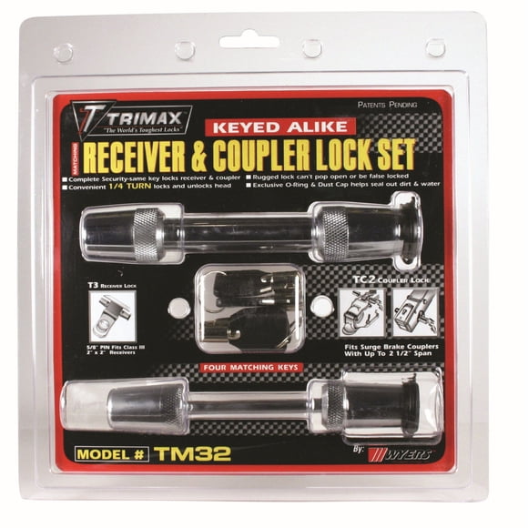 Trimax Locks Trailer Coupler Lock TM32 Barbell Type; Keyed Alike; Steel; Single; With 4 Keys