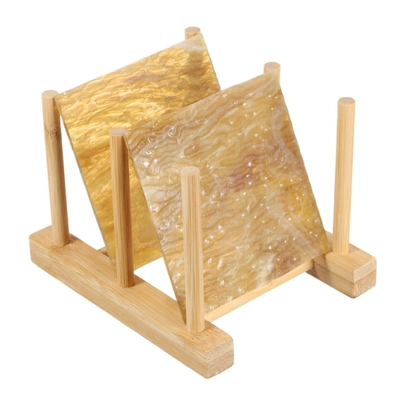 Uxcell 4 x 4 Inch Transparent Stained Glass Sheets, 2 Sheets Art Mosaic Glass Variety Pack Tiles for Crafts Art Projects Supplies, Tea Wave Pattern