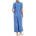 thumbnail image 4 of Summer Women Short Sleeve Button Down Casual Loose Wide Leg One Piece Jumpsuit, 4 of 6