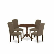 East West Furniture Dublin 5-piece Wood Dining Set in Mahogany/Dark Coffee