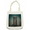 thumbnail image 1 of Scenery Tote Bag, Cityscape Landscape View with Bridge Empire State Building and Skyscrapes Picture Print, Cloth Linen Reusable Bag for Shopping Books Beach and More, 16.5" X 14", Cream, by Ambesonne, 1 of 2