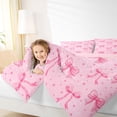 thumbnail image 4 of Erosebridal Dreamy Princess Bowknot 7-Piece Bedding Comforter Set For Girls,Pink Stars Pattern King Bedding Sets For Kids,Pink Reversible, 4 of 7