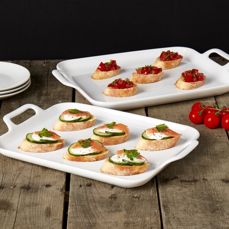 Denmark Tools for Cooks 2 Pack Stoneware Serving Trays, White
