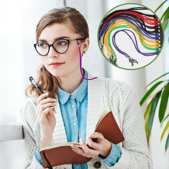 Glasses Strap 12 pcs,Eyeglasses Strap Holder,Eye Glasses String Holder, Glasses Neck Lanyard Cord,Strap Holders Glasses Straps Non Slip Eyewear Retainers Eyeglasses Chain Necklace,Colorful