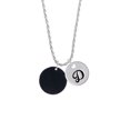 thumbnail image 2 of Delight Jewelry Acrylic 7/8" Disc Black Silvertone Script Initial Disc - D - Charm Necklace, 20"+3", 2 of 4