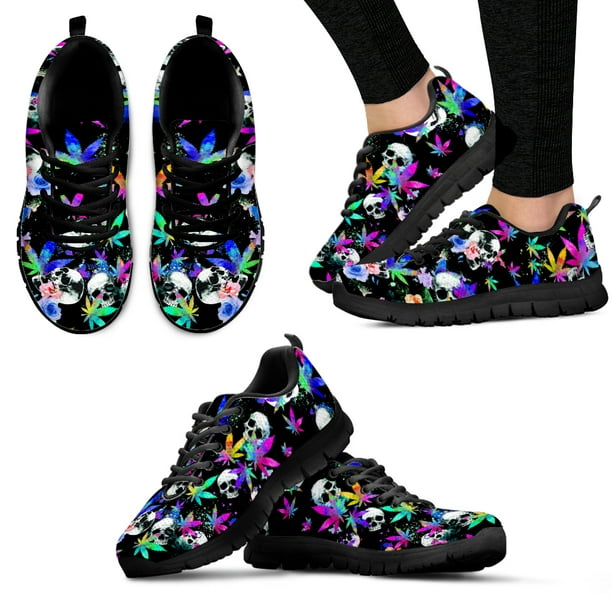 Zapatos planos con estampado de hojas y calaveras para mujer, zapatillas informales de malla ligera, para adolescentes y niñas, para caminar