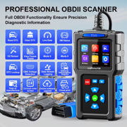 TopDiag T200 OBD2 Scanner Diagnostic Tool, OBD II Clear Reset Engine Error Code Professional Code Reader Diagnostic Scan Tools, Mode 6, Mode 8 & One-Click I/M, Plug & Play(Without Battery)Diagnostic