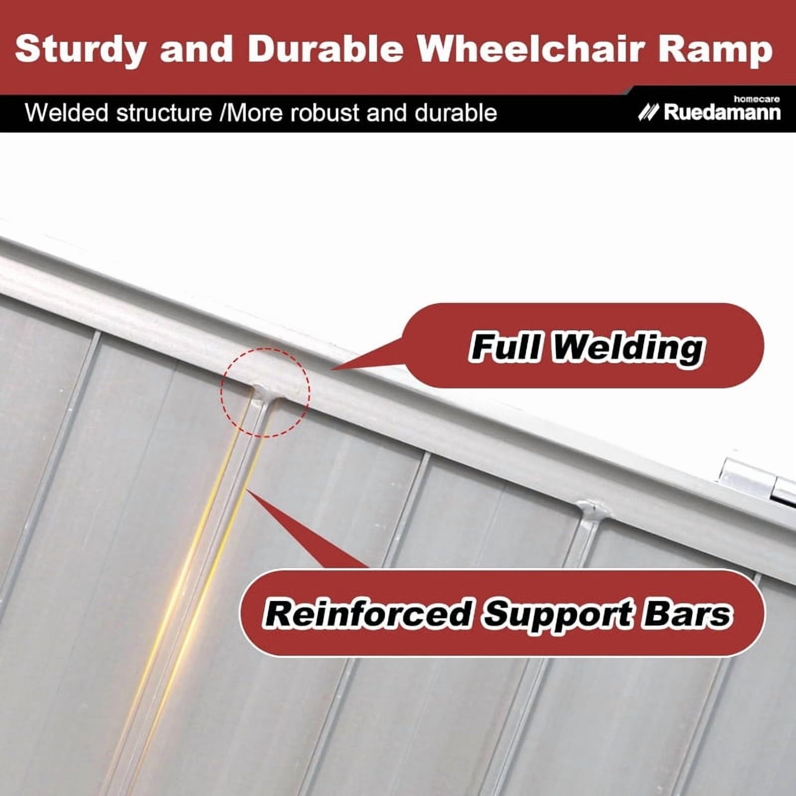 Ruedamann 3FT Portable Wheelchair Ramp, Non-Slip Aluminum Folding Handicap Ramp for Doorways, Wheel Chair Threshold Ramp for Home Steps, Stairs, Wheelchair, Scooters, Pets, Entry