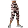 thumbnail image 6 of Stephy Women's Casual Camouflage Print Cargo Pants Stretch Elastic Waist Tapered Pants with Pockets, Pink, L, 6 of 7