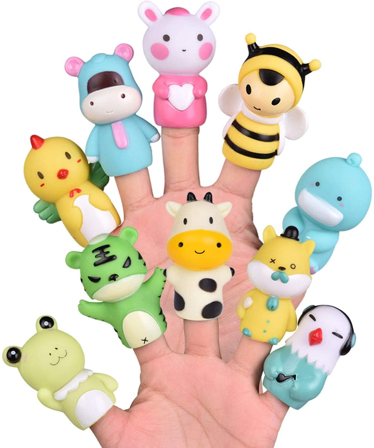 Easter Theme Party Favor 10 Pieces Easter Eggs Filled with Finger Puppets Easter Eggs Hunt,Kids Plush Animal Finger Puppets Set in Plastic Eggs 