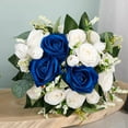 thumbnail image 4 of Abbraccia Wedding Bouquet Fake Flower Bouquet Bridesmaid Bouquet Tossing Bouquet for Bride Bridesmaid Anniversary French Rustic Wedding Blue White, 4 of 5