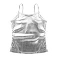 thumbnail image 3 of Oyolan Kids Girls Shiny Metallic Ballet Dance Camisole Tank Tops Party Vest Hip Hop Dance Tops Dancewear Silver 8, 3 of 7