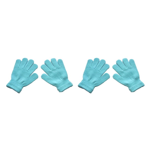 Qarigey 1 par de guantes para niños, accesorios de ropa para exteriores, para niños y niñas, cubiertas para calentar las manos, guante de Azul claro 2piezas