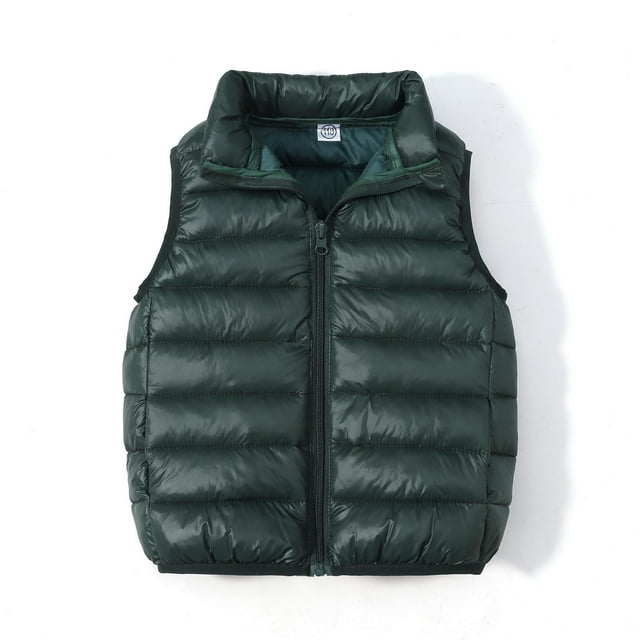 zanvin Garçon Fille Doudoune d'Hiver Sans Manches Légère pour Enfants, Vert Armée, 6 Ans