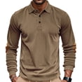 thumbnail image 7 of ZVAVZ Corduroy Polos Shirts for Men Textured Long Sleeve Golf Shirt Business Casual Work Collared Tops Brown S, 7 of 7