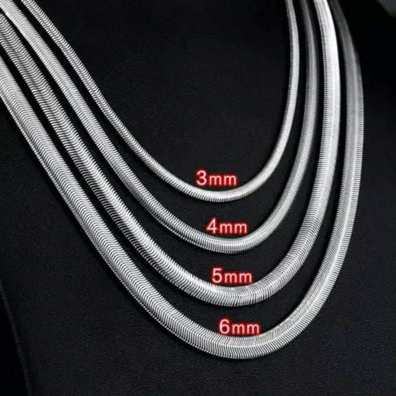 Men‘s Women’s Stainless Steel 3/4/5/6mm Snake Flat Chain Necklaces 45/50cm