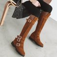 thumbnail image 5 of Lovskoo 2024 Women's Middle Knee High Boots Round Toe Platform Fleece Flat Bottomed Long Boots Medium Boots High Boots Brown, 5 of 8