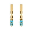 thumbnail image 4 of 0.84 ct Lever-Back Hoop Earrings for Women | 2.5mm Round Cut Simulated Turquoise | 18K Yellow Gold, 4 of 5