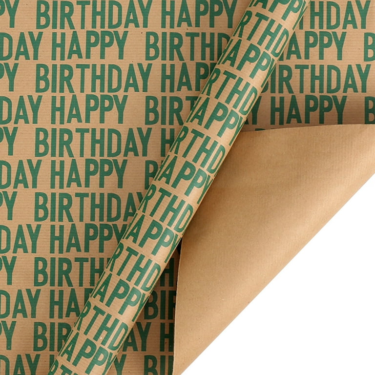 Happy Birthday Kraft Wrapping Paper Retro Gift Wrapping Paper Gift Box Wrapping  Paper Kraft Paper Green 
