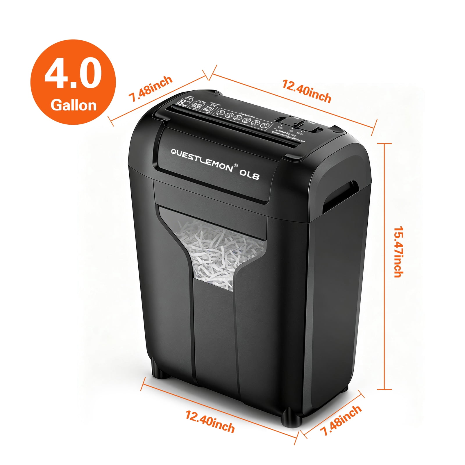 QUESTLEMON 8-Sheet Cross Cut Paper Shredder and Credit Card Shredder with 4Gal Bin for Home Use
