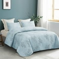 thumbnail image 2 of Whale Flotilla 2-Piece Twin Size Quilt Set with Sham, Microfiber Lightweight Bedspread Coverlet for All Season, Floral Pattern Bedding Set, Blue, 2 of 8