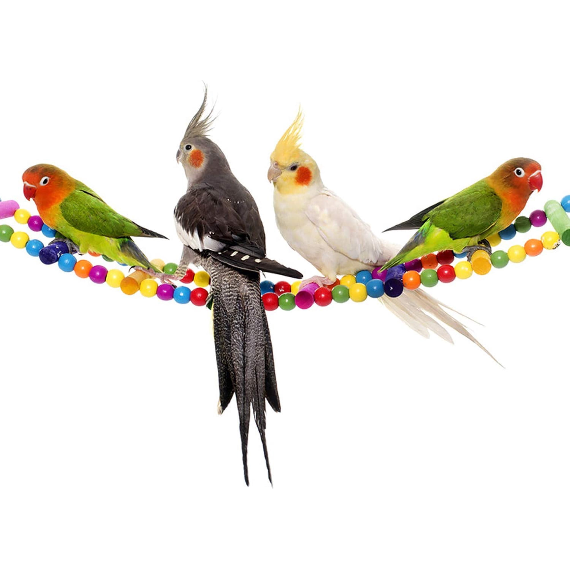 Walbest Bird Parrot Toys Ladders Swing Chewing Toys Hanging Pet Bird Cage Accessories Hammock Swing Toy for Small Parakeets Cockatiels, Lovebirds, Conures, Macaws, Lovebirds, Finches, 17inch 6 Ladders