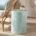 thumbnail image 6 of Baxton Studio Draven Wood & Mother of Pearl End Table in White and Blue, 6 of 7