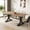 Light Brown, variant on Fnova 63" Modern Dining Table, Rectangular White Faux Marble Top Kitchen Table, Stylish Metal Trestle Legs, Seats 4 to 6 for Dining Room & Kitchen, Living Room