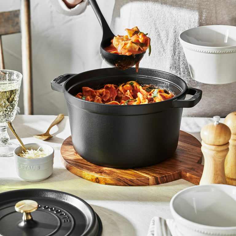 Staub Cast Iron Dutch Oven 5-qt Tall Cocotte, Made in France, Serves 5-6,  Matte Black 