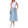 thumbnail image 2 of INSPIRE CHIC Denim Maxi Skirt for Women Elastic Waist Casual A Line Long Jean Skirts M Light Blue, 2 of 6