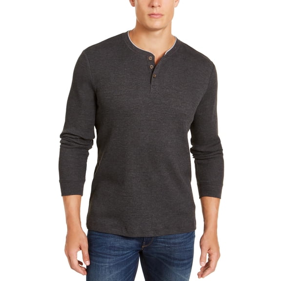 Club Room Mens Waffle Knit Thermal Henley Shirt