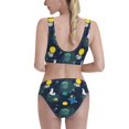 thumbnail image 3 of Daiia Space and Animals printed 2 piece Swimsuit Bikinis for Women High Waisted Racerback Bathing Suits Summer Tummy Control Scoop Neck Swimwear-Large, 3 of 8