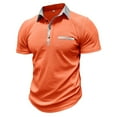 thumbnail image 2 of UVEASISHA Men Big and Tall Golf Shirts Golf Polo Shirts for Men with Pockets Short Sleeve Quick Dry Moisture Wicking 4-Way Stretch Summer Athletic Polo Shirts,Orange L, 2 of 5