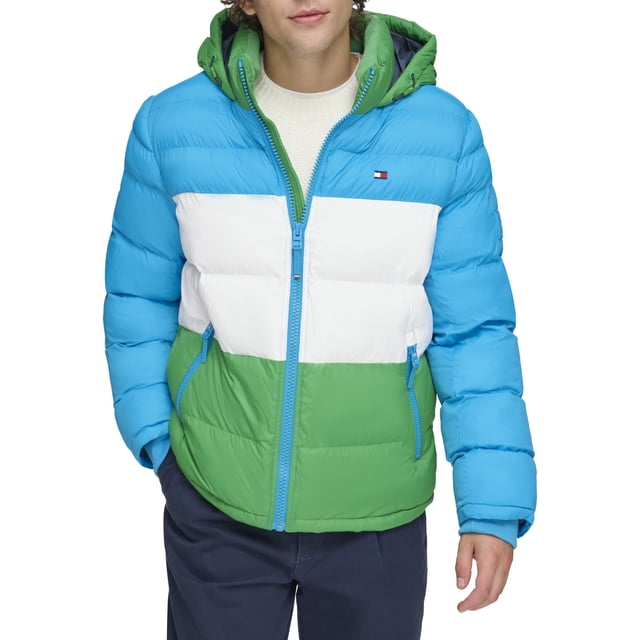 Chaqueta Tommy Hilfiger para hombre con capucha, color verde/azul, talla M