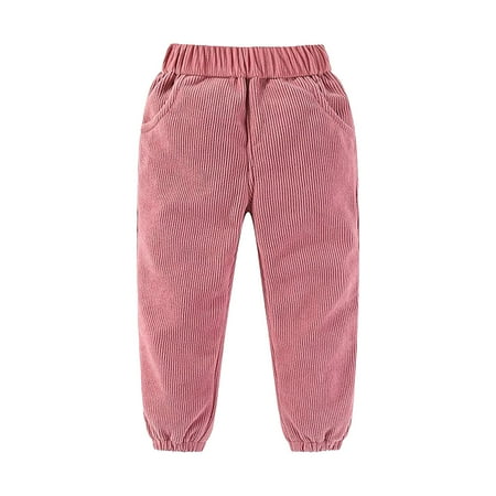 

CPNG Joggers Pants Cargo Sweatpants Sweat Long Pants Little/big Kids Fall and Winter Girls Solid Color Corduroy Elastic Waistband Ankles Pants with Pockets 3-4 Years