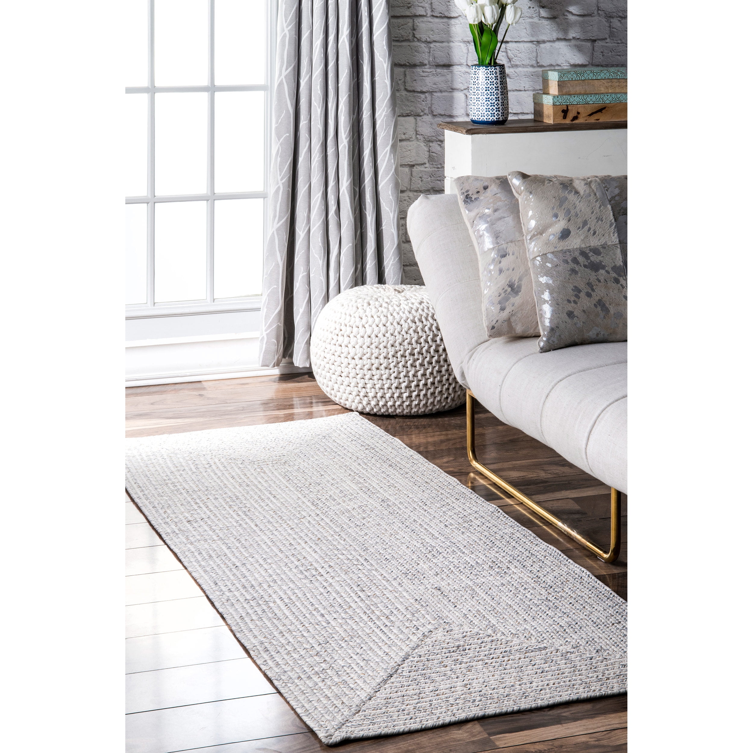 nuLOOM Wynn Braided Indoor/Outdoor Runner Rug, 2' 6" x 10', Ivory