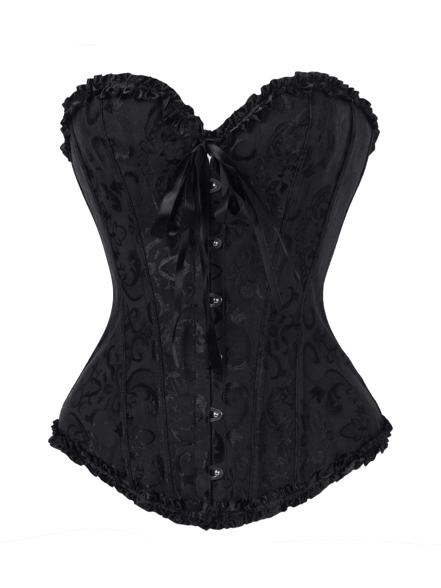 【bonbom】corset tops /black Sexy Lace up Boned Overbust Corset Bustier Top Waist Cincher