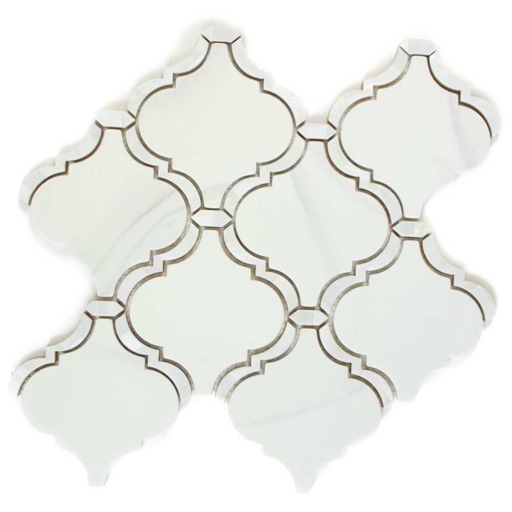 The Tile Life Tahitian Pearl Lantern 14" x 14.5" White Glass Mosaic Tile, 1 Sheet