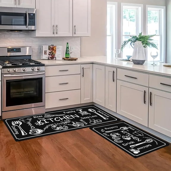 Farmhouse Kitchen Mat Sets 2 Piece,Anti-Fatigue Kitchen Mats for Floor Kitchen Rugs Non Slip Washable Kitchen Runner for Kitchen,Sink,Laundry 17"x47" 17"x30" (Bless)