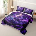 thumbnail image 3 of meiyoeat Purple Neon Forest Dragon Bed Spread Queen for Boys Girls, Galaxy Wildlife Queen Coverlet Set, 3pcs, 3 of 7