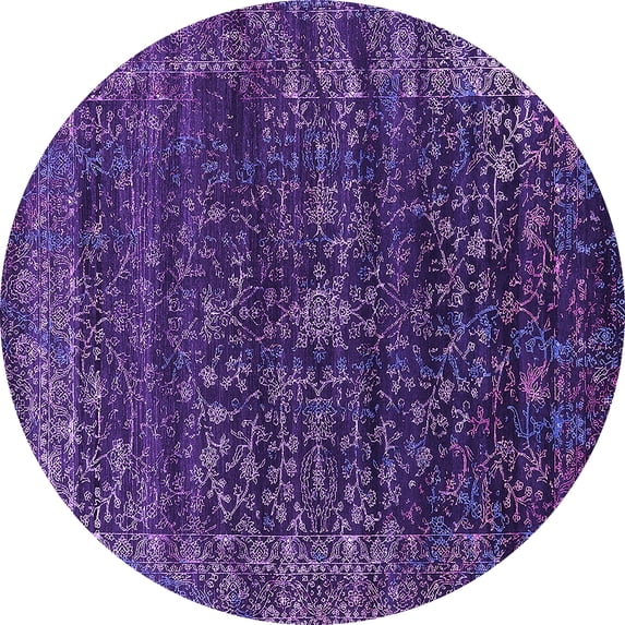 Ahgly Company Indoor Round Oriental Purple Industrial Area Rugs, 6' Round